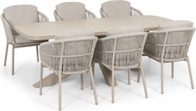 Tuinset 6 personen 220 cm Zand/Beige Lifestyle Garden Furniture Monaco/Belluno