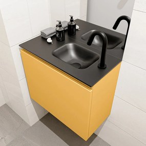 Mondiaz Olan 60cm toiletmeubel ocher met wastafel urban rechts 1 kraangat