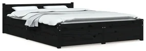 vidaXL Bedframe met lades zwart 140x200 cm