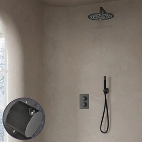 Saniclear Iron Stripes Pro inbouw regendouche met 30cm hoofddouche en muurarm verouderd ijzer - gunmetal