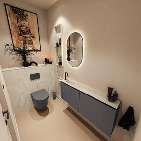 MONDIAZ TURE-DLUX 120cm toiletmeubel Dark Grey. EDEN wastafel Ostra positie links. Met 1 kraangat. TUREDX120DGRL1OST