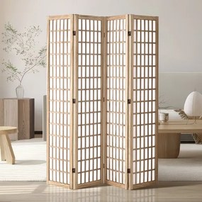 VEVOR 4-delige kamerschermset, Japans privacyscherm, opvouwbare scheidingswand, draagbaar decoratief scherm voor het afscheiden van ruimtes, geschikt voor kantoor, restaurant, slaapkamer (Natuurlijk)