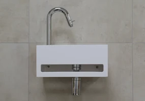 Saniclear fonteinset bali links met chroom gebogen fonteinkraan