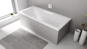 Polysan Monolith Cascata half vrijstaand bad met witte waterval uitloop 185x85cm