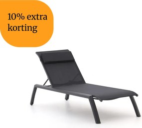 Verstelbaar ligbed Bellagio | Aluminium | Grijs - Antraciet | Ligbed met wiel | Ligstoel tuin | Strandbed | Kees Smit Tuinmeubelen