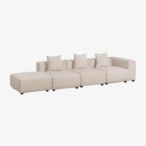 3-delige Modulaire Hoekbank Met Hoge Armleuning En Poef (↔︎370 Cm) Bruna Corduroy Beige – Linnen - Sklum