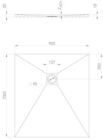 Polysan Treneca douchebak 100x90cm zwart mat