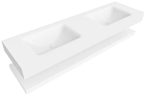 Zaro Alan badmeubel 160cm met planchet talc en vrijhangende wastafel cloud dubbel zonder kraangat talc