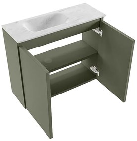 Mondiaz Ture DLux toiletmeubel 60cm army met wastafel opalo links met kraangat