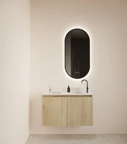 Gliss Design Echo toiletmeubel 80cm evoke eiken met toppaneel wit mat