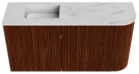 Mondiaz Joya DLux 80cm toiletmeubel ronding rechts ruby met wastafel faye links 1 kraangat opalo