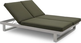 Lifestyle Garden Furniture Massimo Ligbed Met Kussen Wit/moss Green Aluminium Wit
