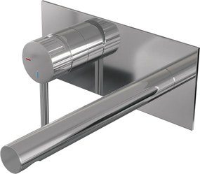 Brauer Stripe inbouw wastafelkraan ColdStart met rechte uitloop en afdekplaat model A2 chroom