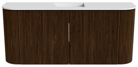 Mondiaz Joya 95cm toiletmeubel ronding links/rechts walnut met wastafel faye midden 1 kraangat talc