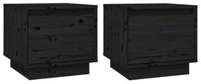 vidaXL Nachtkastjes 2 st 35x34x32 cm massief grenenhout zwart
