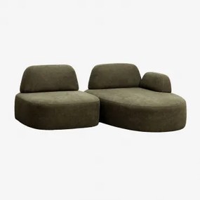 Rechte Modulaire Chaise Longue Bank Van 2 Delen Bekleed Giorgia Stof Leger Groen - Sklum