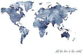 Ilustratie Worldmap blue watercolor, Finlay & Noa, (40 x 30 cm)