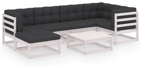 vidaXL 7-delige Loungeset met kussens massief grenenhout