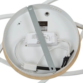 Plafondlamp wit met hout incl. LED 3-staps dimbaar 2-lichts - Kane