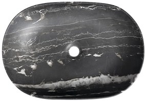 Sapho Rondane keramische waskom 60x42cm zwart marmer