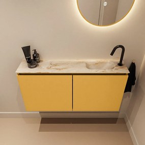 Mondiaz Ture DLux toiletmeubel 100cm ocher met wastafel frappe rechts met kraangat