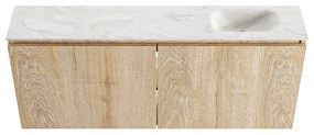 Mondiaz Ture DLux toiletmeubel 120cm washed oak met wastafel ostra rechts met kraangat