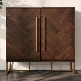 Dutchbone Class Wijnkast Visgraat En Messing - 100x50x100cm.