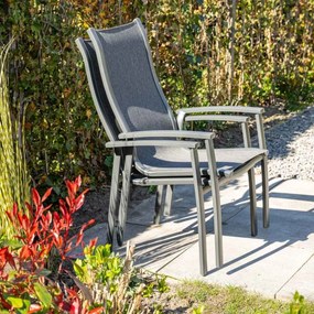 Garden Impressions Hilly tuinstoel stapelbaar donker grijs - 2 stuks