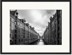 Ingelijste digitale print Speicherstadt Hamburg