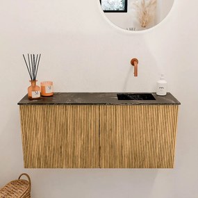 Mondiaz Joya DLux 90cm toiletmeubel oak met wastafel faye rechts zonder kraangat lava