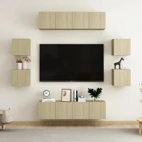vidaXL 8-delige Tv-meubelset spaanplaat sonoma eikenkleurig