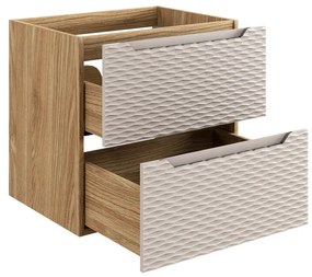 Comad Ocean Beige badmeubel 60cm met 2 lades en wastafel wit glans