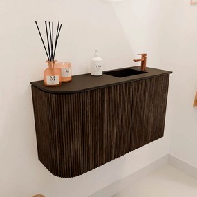 Mondiaz Joya 70cm toiletmeubel ronding links walnut met wastafel faye rechts 1 kraangat urban