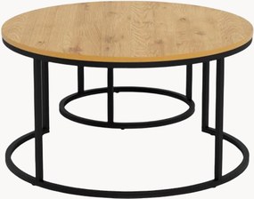 Ronde salontafels Larchi van eikenhout, 2-delig
