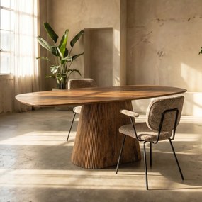 Eettafel Hout Met Ribbelpoot 215 Cm - 215 X 105cm.