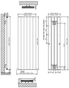 Eastbrook Vesima radiator 60x180cm aluminium 2134W zwart mat