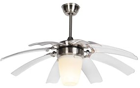 Plafondventilator met lamp zilver met afstandsbediening - Wings 42 staal Modern, Industriele / Industrie / Industrial, Design E27 rond Binnenverlichting Lamp