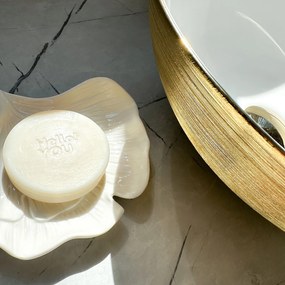 De REA STELLA Gold Brush / White aanrecht keramische wastafel