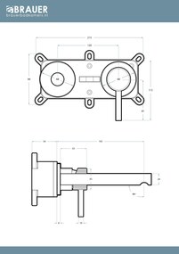 Brauer Stripe inbouw wastafelkraan ColdStart met rechte uitloop en afdekplaat model A1 chroom