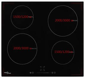vidaXL Inductiekookplaat met 4 kookzones aanraakbediening 7000 W glas