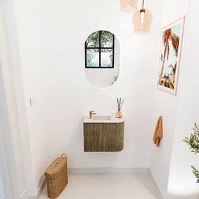 Mondiaz Joya DLux 50cm toiletmeubel ronding rechts dusk met wastafel faye links 1 kraangat meli