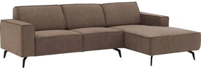 Goossens Hoekbank Hercules bruin, microvezel, 2,5-zits, modern design met chaise longue rechts
