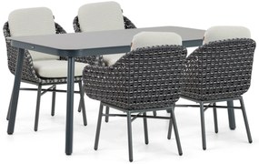 Tuinset 4 personen 160 cm Aluminium/rope Zwart Lifestyle Garden Furniture Santika
