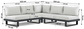 Hoek loungeset 4 personen Aluminium Grijs  Lifestyle Garden Furniture Lorenzo