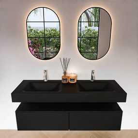 Zaro Alan badmeubel 140cm urban 2 lades met vrijhangende wastafel cloud dubbel 2 kraangaten urban