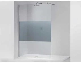 Novellini Giada inloopdouche H 98 100x195cn met muursteun 100cm mat chroom profiel en helder glas met satinband giadah100-44b