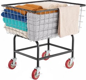 VEVOR wasmandwagen met wielen, 100 liter inhoud, commerciële wasmandwagen, stalen frame met chromen afwerking, wasmandwagen geschikt voor gebruik in wasserijen en hotels