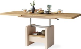 LEXUS verrijdbare koffietafel, met heffunctie, eiken artisan / beige