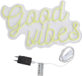 Neon wandlamp geel incl. LED - Good Vibes