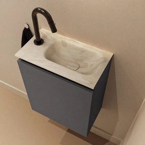 Mondiaz Ture DLux toiletmeubel 40cm dark grey met wastafel ostra rechts met kraangat